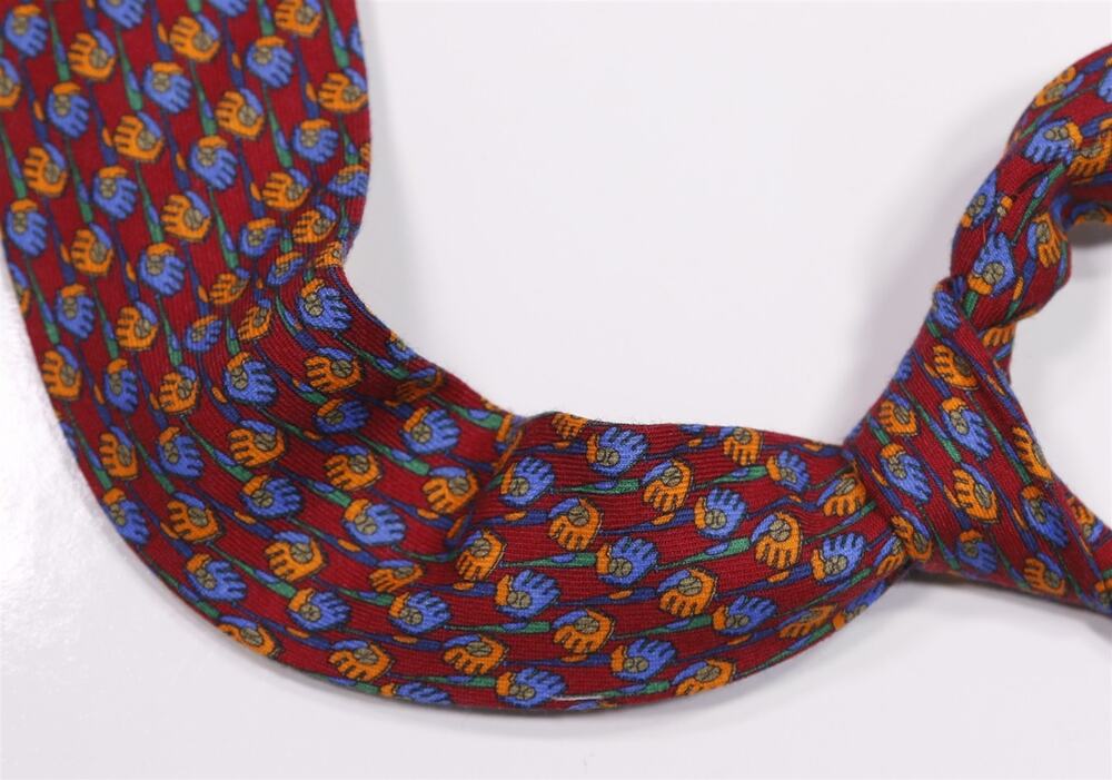 Marchesi di Como Red Blue Baseball Gloves Bats Wool Silk Necktie Tie